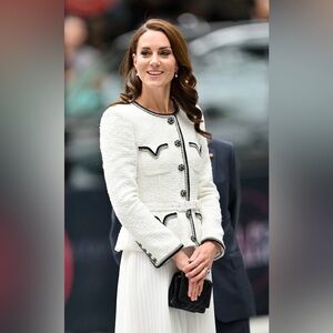 Self portrait boucle chiffon pleated dress size XS 4 black Kate Middleton